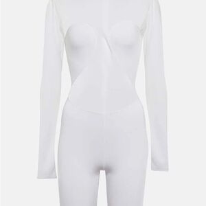 Alaïa, Mesh-paneled crêpe jersey playsuit